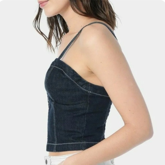 NEW Taylor Hill by Joe’s Jeans Maddix Denim Bustier Front Zip Size S Cropped Top - Picture 3 of 14